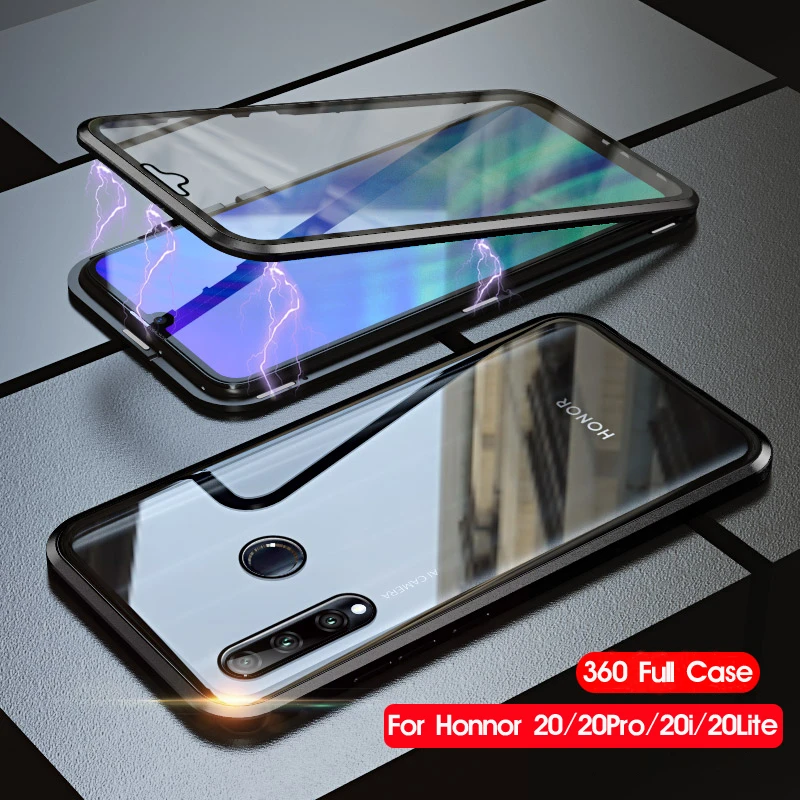 360 двухсторонний чехол из закаленного стекла для huawei Honor 20i 20 Pro Lite магнитный