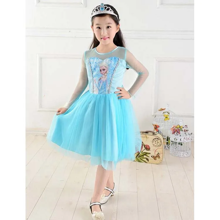 

Summer Halloween Party Wedding Children Clothing Girl Dresses Character Print Long Sleeve Princess Dress For Infant Kids Costume