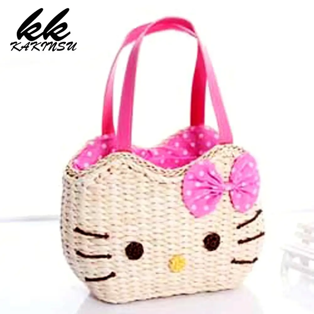 

2019 New Rattan Handle Woven Bag Flowers lovely Straw Bag Leisure Vacation Tote Beach Bag For Women Luxury Handbags Designer for