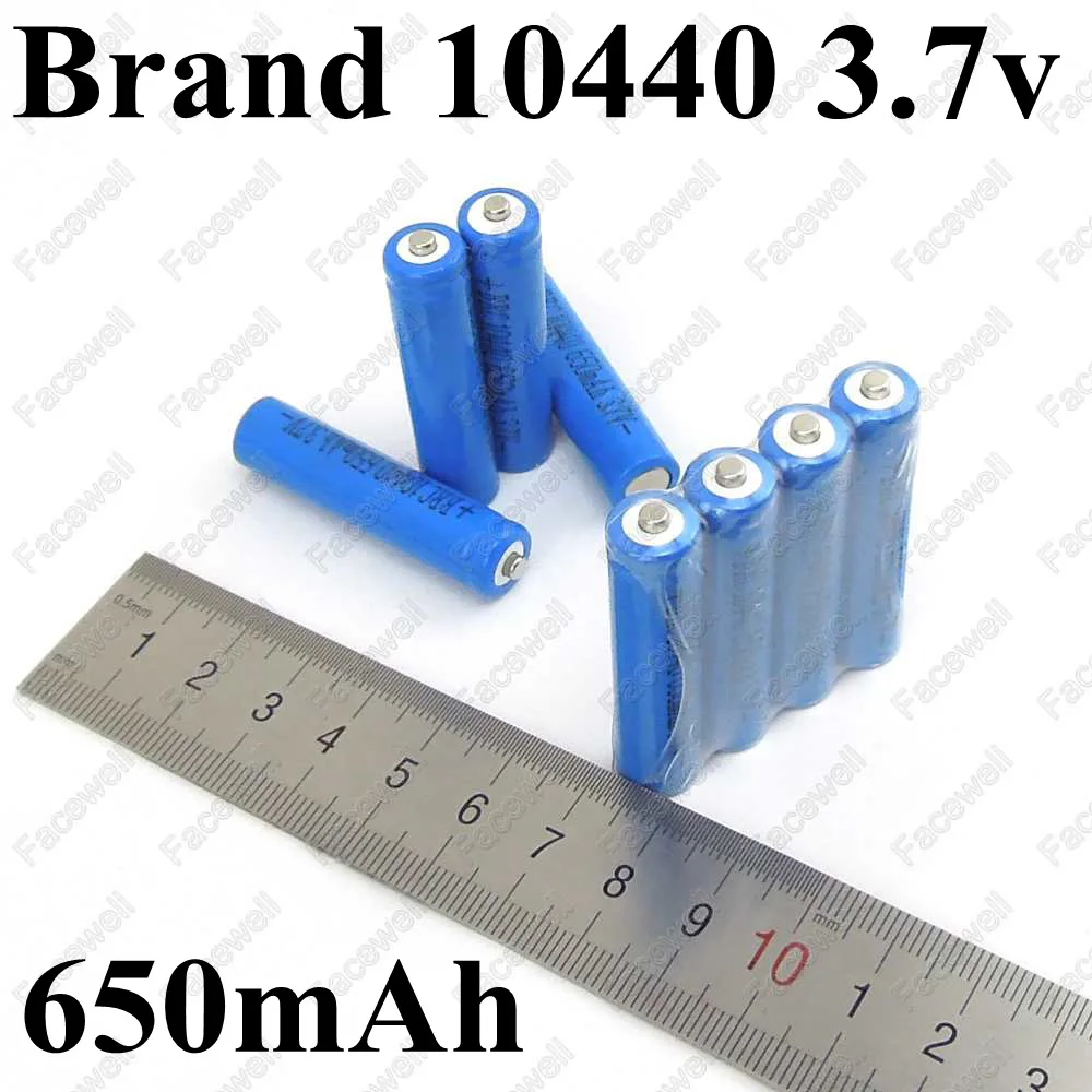 

8pcs 3.7v 650mah batteries 10440 lithium 10440 li-ion rechargeable battery 3.7v 600mAh battery aaa size for camera flashlight