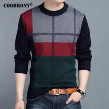 COODRONY Herren Pullover 2017 Winter Neue 100% Kaschmir Dicken Warmen Pullover Männer Striped O-ansatz Pullover Männer Schwere Wolle Strickwaren 7203