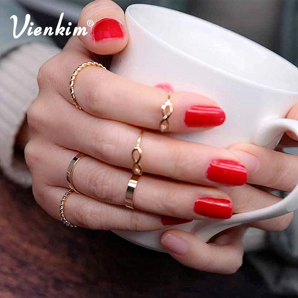 

Vienkim 2018 New Fashion 6pcs/Set Bohemian Turks Ring Midi Set Steampunk For 8 words Charm of the joint ring