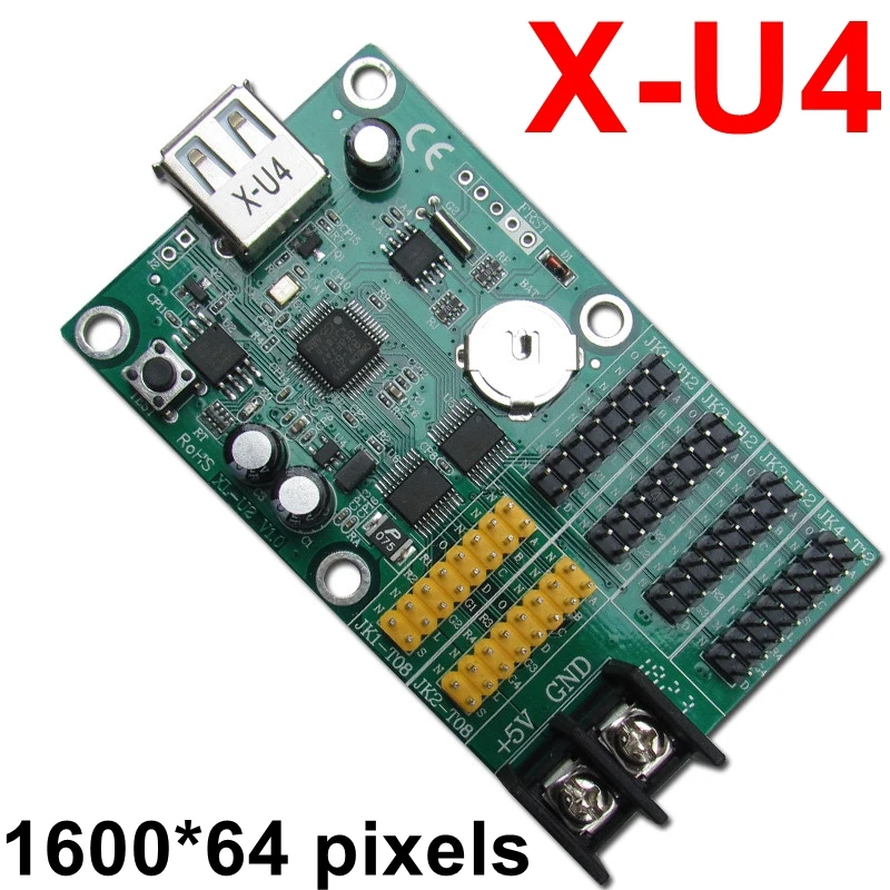 

X-U4 USB led control card 1600*64 pixels u disk LED controller drive board for single / dual color P10 scrolling message sign
