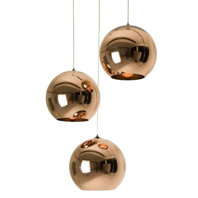 Modern Copper/Sliver/Gold/red glass ball lamp Shade Inside Mirror pendant Light E27 Bulb LED