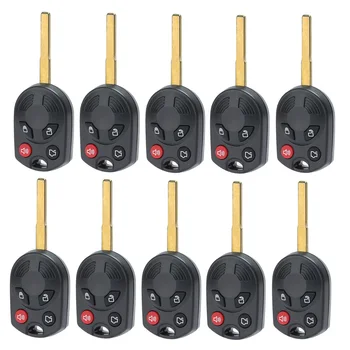 

KEYECU 10Pcs/Lot Uncut 3+1 Button Remote Key Shell Case Fob for Ford Escape C-Max Focus Transit Connect - With HU101 Blade