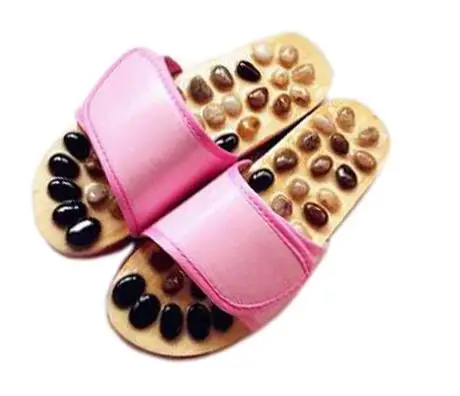 COOLSA летний Для женщин домашние тапочки натурального нефрита булыжник Женский массаж тапочки Нескользящие сандалии для девушек Прямая - Цвет: Pink