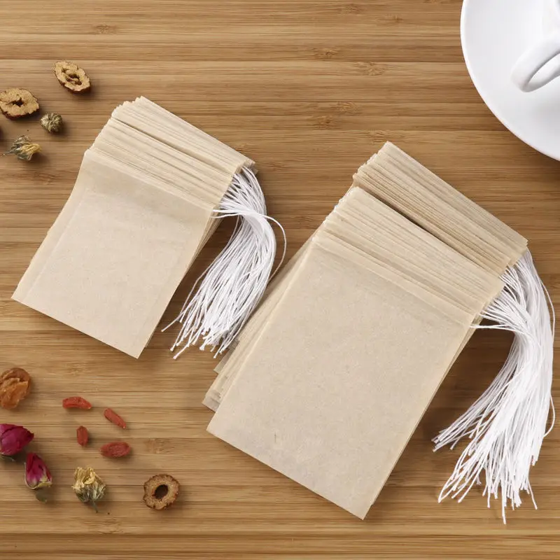 

200pcs Drawstring Tea Bag Filter Paper Empty Tea Pouch Bags for Loose Leaf Tea Powder Herbs Drawstring Tea Bags