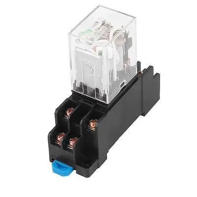 

HH52P-L DC24V/DC12V/AC220V Coil 8 Screw Terminals DPDT 35mm DIN Rail Power Relay w Socket