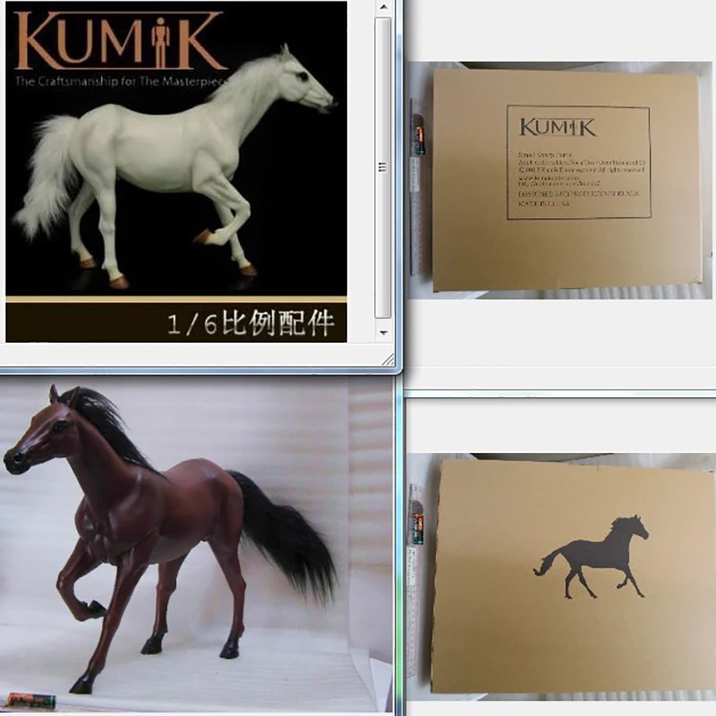 

KUMIK AC-6 1/6 White / AC-10 Brown Horses Silicone model for 12 Inch Soldier HT DAM EB Action Figure DIY Scene Accessories