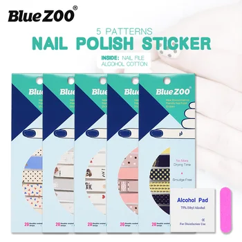 

Blue Zoo nail art sticker set light candy colors with animal patterns light with nail buffer tools 3D manicure nail decals BZ101