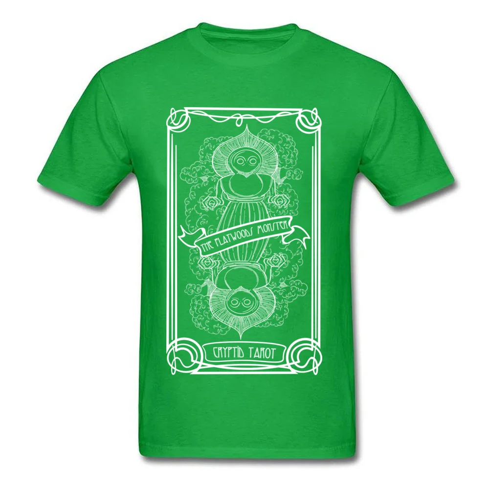 Cool O-Neck Top T-shirts Autumn Tops Shirt Short Sleeve Special All Cotton Casual Tops Shirts Printed On Men Drop Shipping Cryptid Tarot Series The Flatwoods Monster green