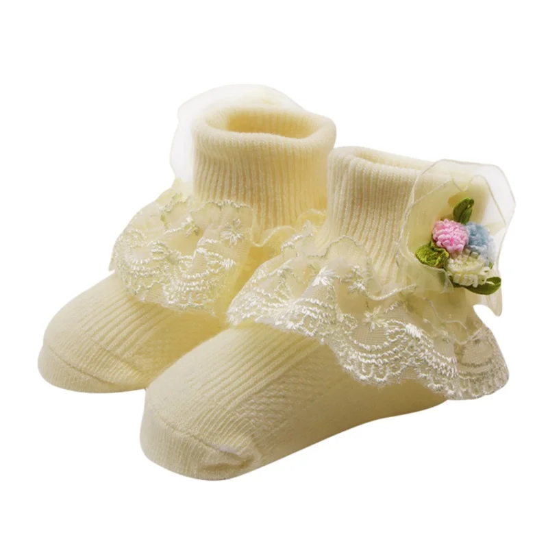 

1Pair Baby Girl Socks Cotton Lace Floral Socks Princess Party Toddler Children Socks