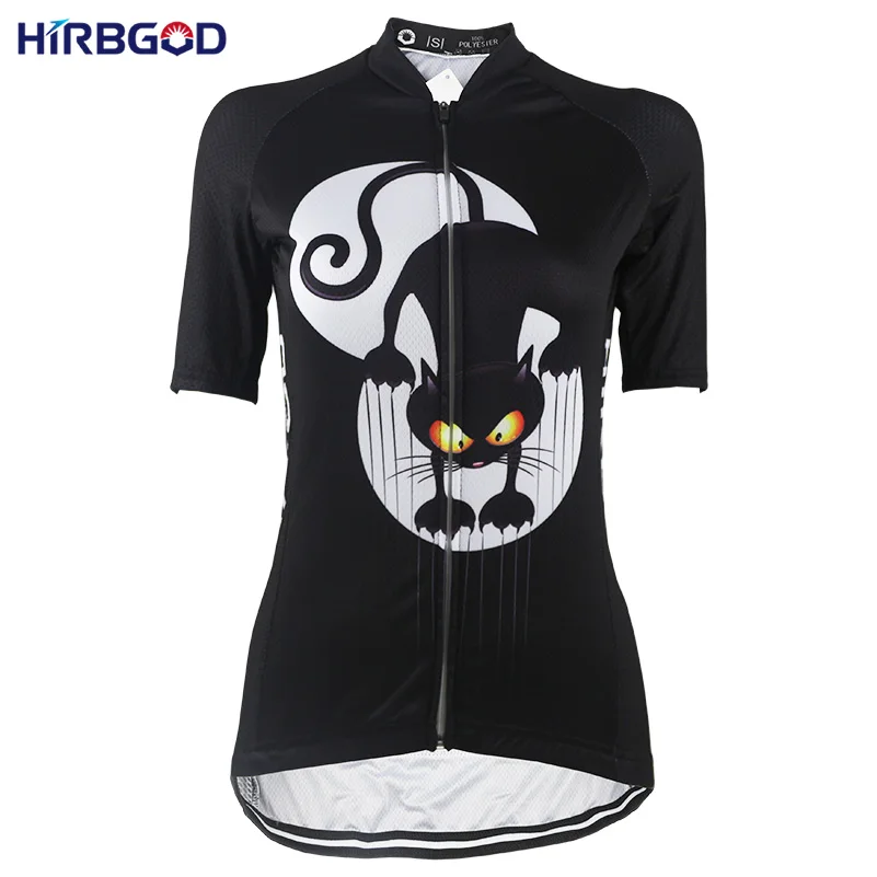HIRBGOD, новинка, женская футболка с коротким рукавом для велоспорта, топ для команды, для спорта на открытом воздухе, женская одежда для велоспорта, с рисунком кота, черная велосипедная одежда, NR133 - Цвет: NR133