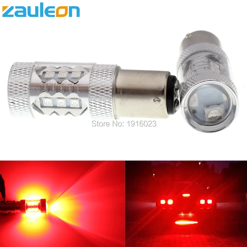 Zauleon 2 шт. 1157 BAY15D P21/5 Вт 80 мощный красный светодиодный стоп-сигнал автомобильный