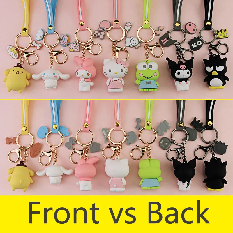 1 Pc Nette My Melody Pudding Cinnamoroll Hund KT Fur Ball Keychain Plüsch-schlüsselanhänger Tasche Anhänger Schlüsselring für Mädchen Plüsch spielzeug