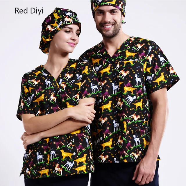 Medical Clothes Veterinary Uniform With Cartoon Dog scrubs medical