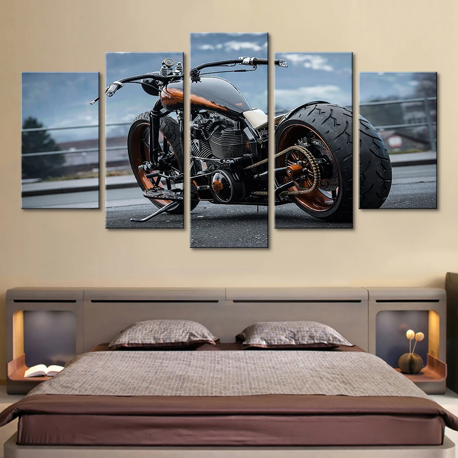 

Canvas Wall Art 5 Pieces Cool Motorcycle Picture Home Decoration Living Room Painting Modular HD Print Car Poster Artwork