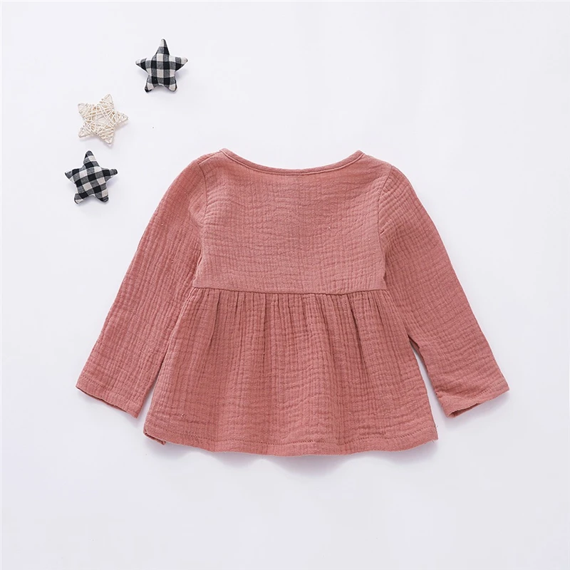 2019 New Arrival Kid Baby Girls Dress Long Sleeve Toddler Newborn Baby Girls Long Sleeves Button Princess Dress Clothes V9# (9)