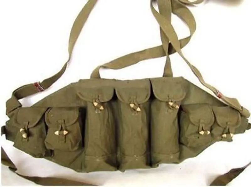 

SURPLUS ORIGINAL VIETNAM WAR BANDOLIER CHINESE TYPE 56 AK CHEST RIG AMMO POUCH