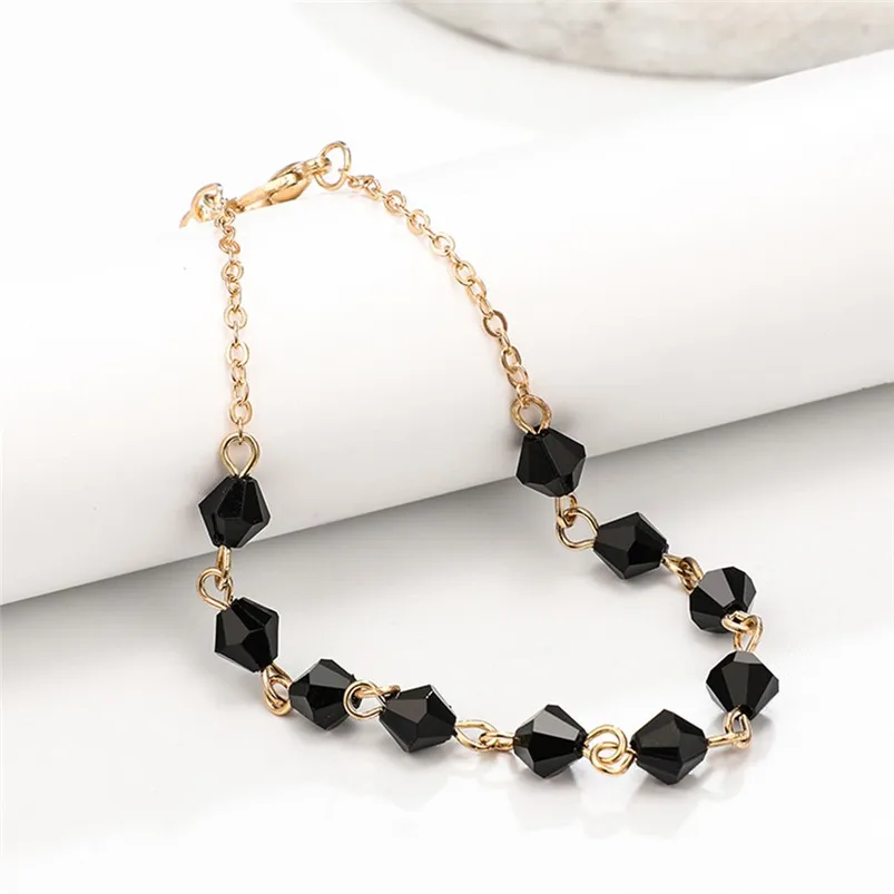 Black Drill Bracelets String Wristlet Elastic Wristband Rope Hollow Bracelet Of 4 Pieces Flawless Jewelry Accessories F14 (7)