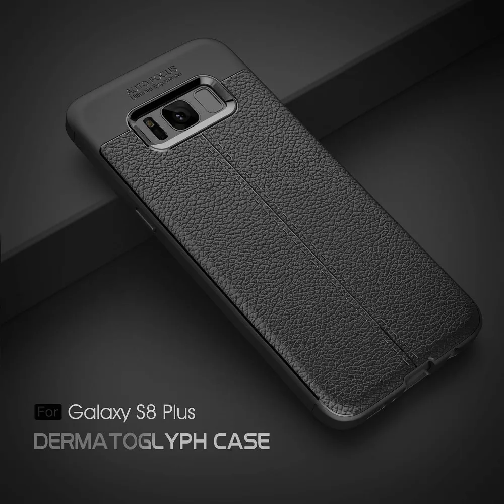 

Anti-knock Leather Pattern Phone Shell For Samsung Galaxy S8 Plus S8+ Case Simple Soft Lychee Striae Protective Back Cover Case