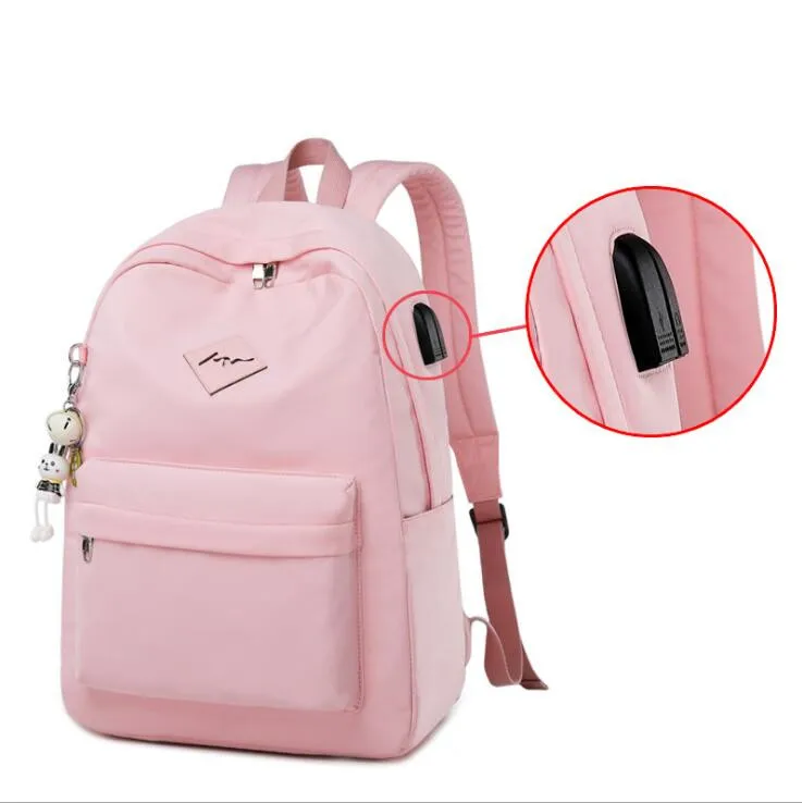 Женский многофункциональный рюкзак с зарядкой через USB, Модный молодежный корейский стиль, сумка на плечо для ноутбука, школьные сумки для подростков, девочек и мальчиков, W-5370