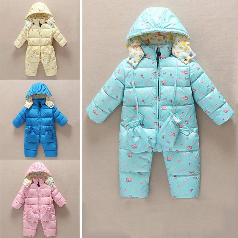 

Infant Thick Warm Outwear Down Coat Newborn Girl Hooded Snowsuit Winter Baby Boy Down Jumpsuit Clothing New Baby Clothes