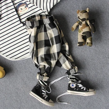 

new 2019 autumn boys casual fashion style letter plaid pant 1pc kids spring pant boys trousers