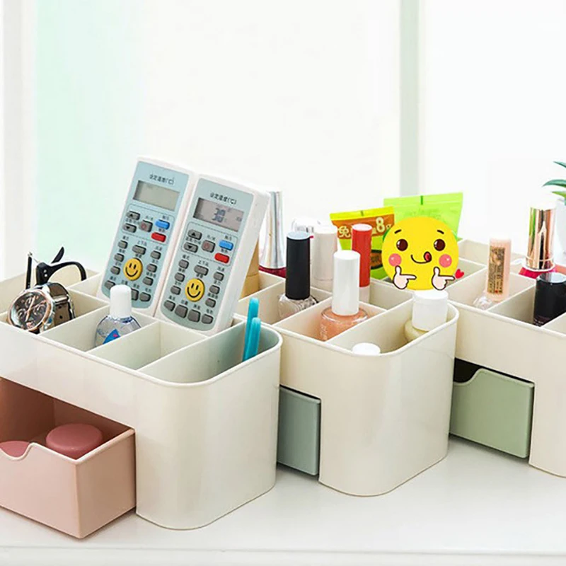 Plastic Dust-proof Office Storage Box White Key Pen Makeup Cosmetic Lipstick Card Sundries Drawer Desktop Articles Organizer