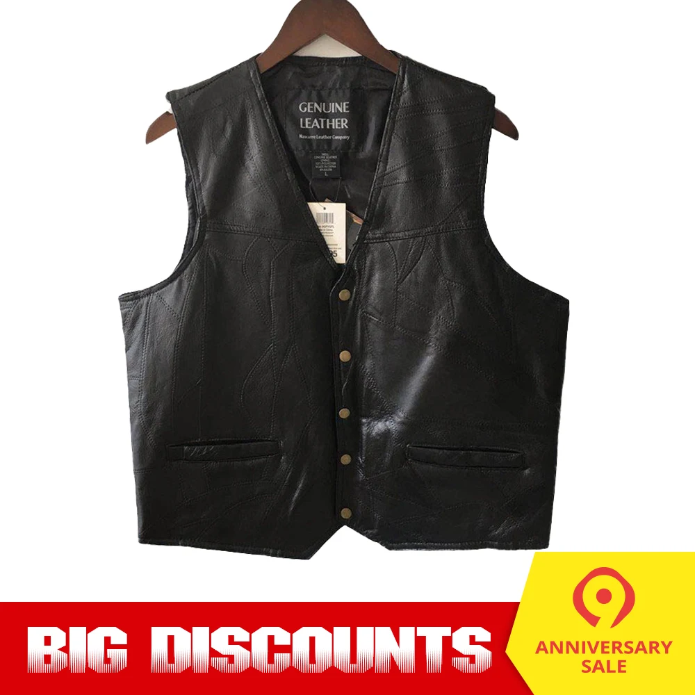 

New Motorcycle Jacket Genuine Leather Vest Mens Chaqueta Moto Punk Retro Jaqueta Motoqueiro Biker Casual Vest Moto Clothing