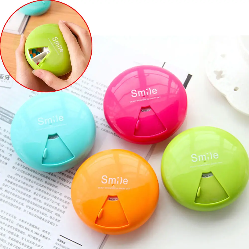 

New Design Pill Storage Box Creative Portable Rotation Mini Medicine Boxes Pill Cases 7-Day Pill Orgianzer