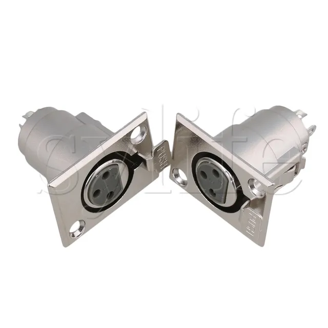 5pcs Female Chassis Socket 3-Pin XLR Jack Panel Mount Connector Nickel Housing