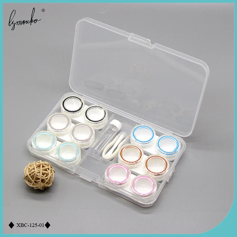 

Lymouko Practical Transparent Sets with 6pcs Double Box Contact Lens Case Leakproof Container Lenses Box for Display Box