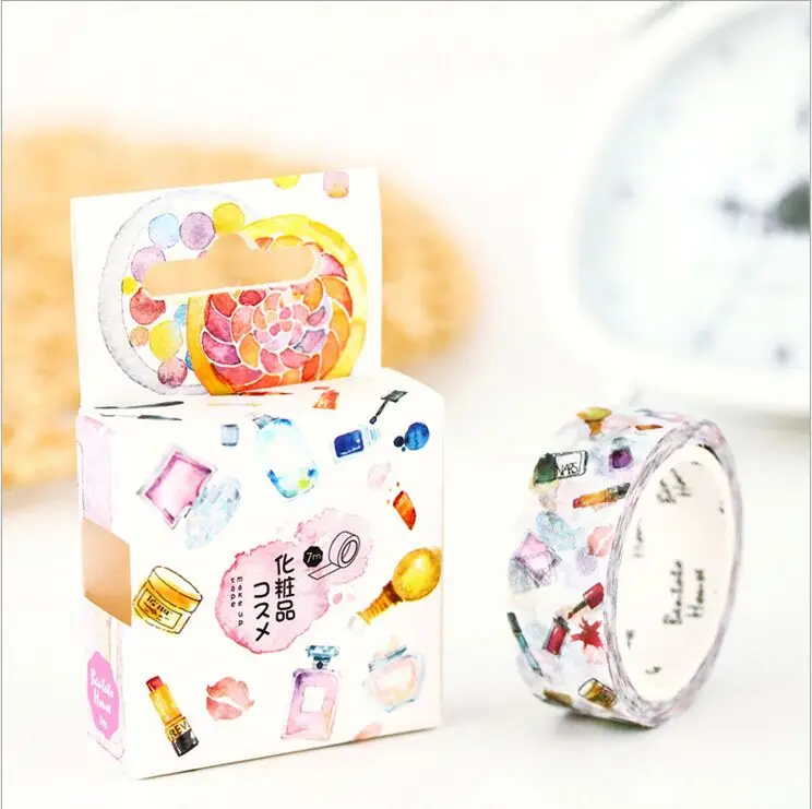 

15mm Wide Fashion Girl's Makeup Accessories Tool Washi Adhesive Tape DIY Decorative Diary Scrapbook Sticker Label Masking Tape