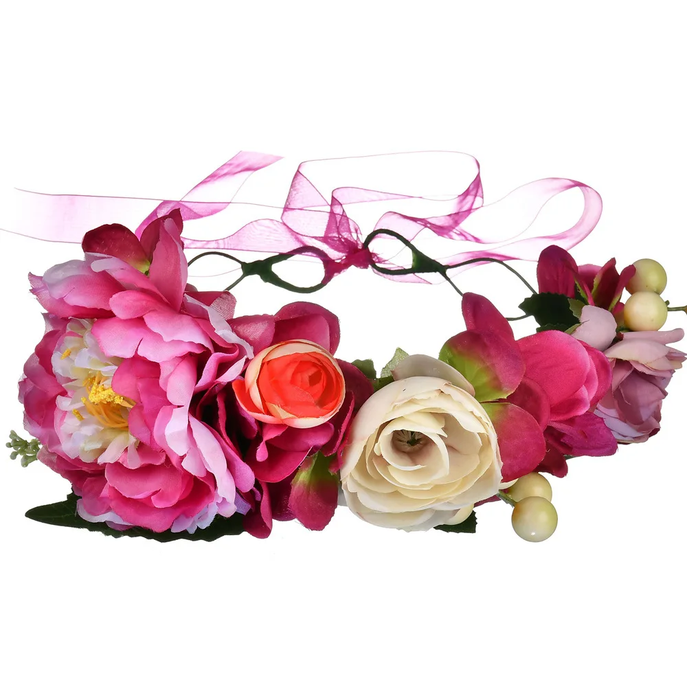 Новая мода невеста, свадебный цветок головные уборы демисезонный туризма необходимо красный розовый Венок Свадебные Аксессуары повязка 22