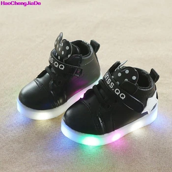 

HaoChengJiaDe Baby Boys Girls LED Light Up Shoes Children Shoes With Light New Brand Kids Luminous Sport Shoes Glowing Sneakers