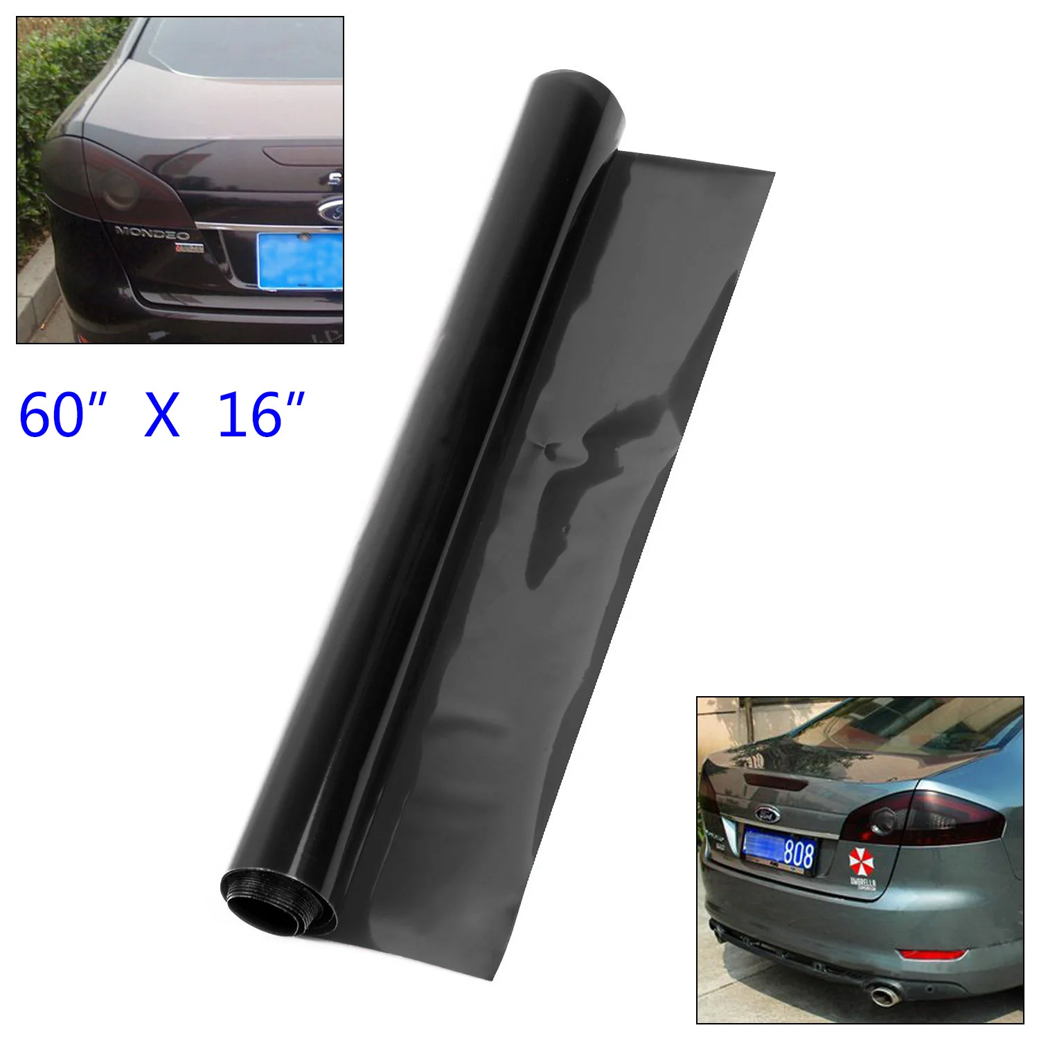 

60*16 Inch Gloss Dark Black Smoke Headlight Taillight Fog Light Tint Film Vinyl