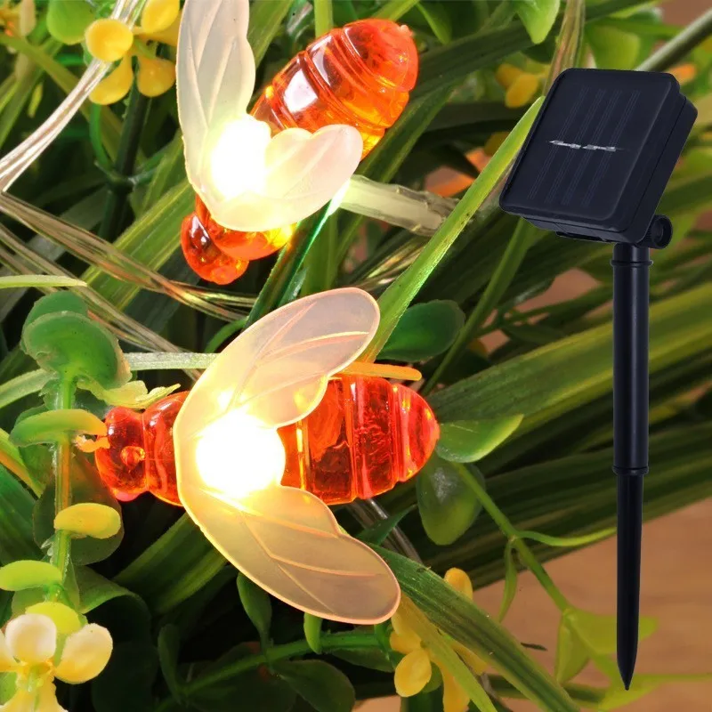 

Cute Bee String Lights LED Solar Powered Garland Lamp Waterproof Outdoor String Fairy Light Christmas Garden Home Decor Lighting