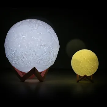 

3 Color Change Moon Decoration Miniature Home Decor 3D Print Moon Lamp Bedroom Bookcase Night Light Home Decor Creative Gifts