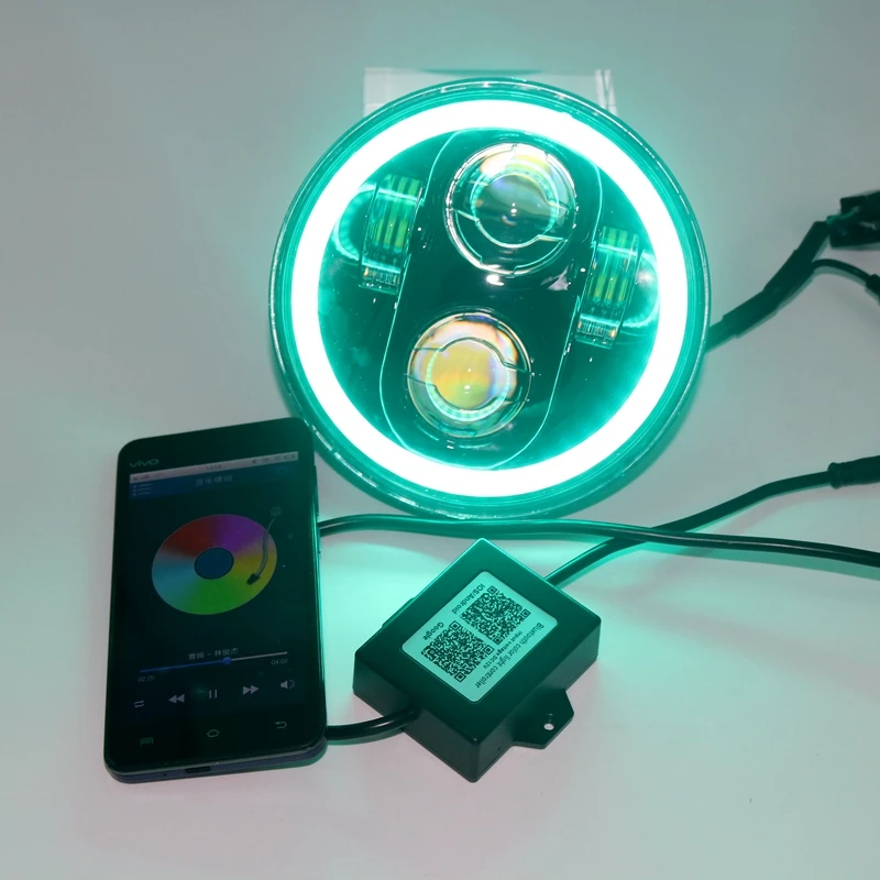 1 шт 40 w RGB многоцветный Halo Кольцо Светодиодный фар телефон Bluetooth App дистанционного Управление круглый фар