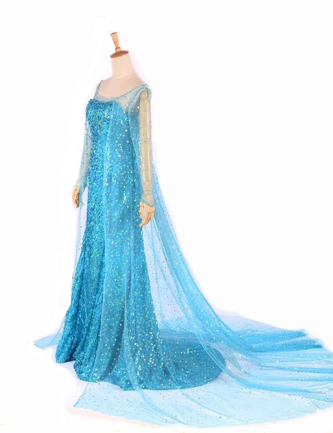 Платье принцессы Эльзы для взрослых и женщин, коктейльное платье, костюм Эльзы, платья Эльзы, голубое шикарное снежное платье для костюмированной вечеринки, Z3