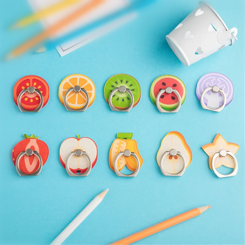 

UVR Fruits Lemon Berry Vegetables Finger Ring Smartphone Stand Holder Mobile Phone Holder Stand For iPhone Huawei All Phone#