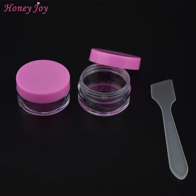 

1set Beauty Care Nail Art Jewelry Rhinestone Nails Decals Decoration Storage Bottle Jar Box Container Round Plastic with Spoon
