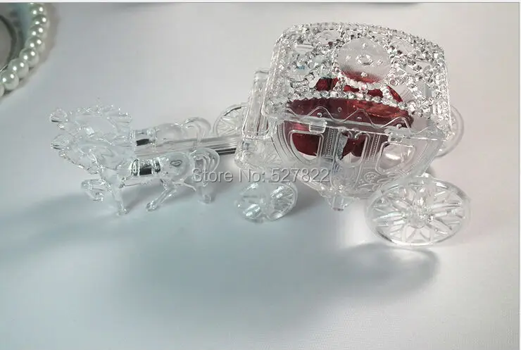 100pcs Fairy Tale Carriage Wedding Favor Box Boxes Carriage Candy Box Gift Box Transparent Boxes with PVC Packing Free Shipping