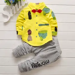 2016 корейский детский весенний хлопковый костюм из двух вещей с длинными рукавами детский комплект для мальчика