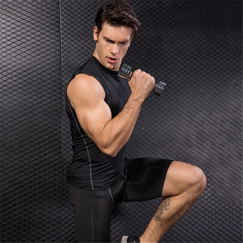 Polera De Compresion Hombre Спортивная футболка для бега мужская без рукавов компрессионная