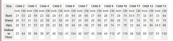 child size
