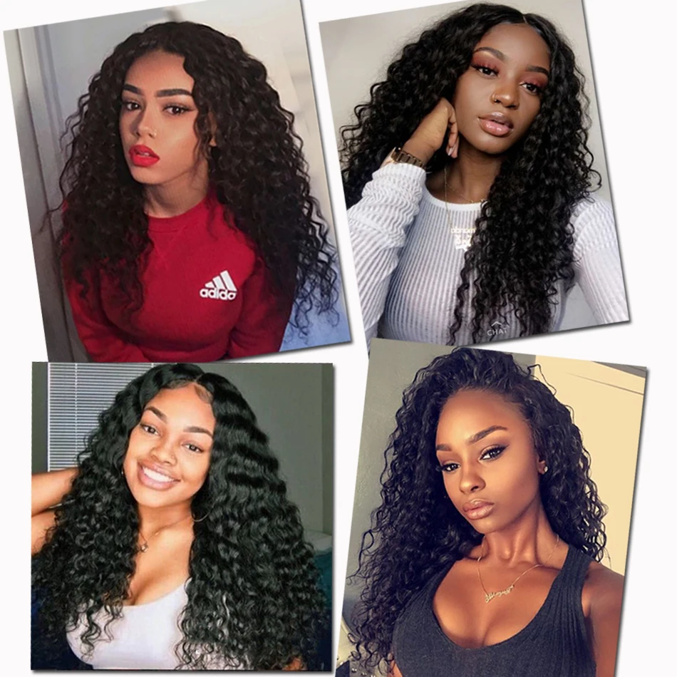 Upretty Brazilian Deep Wave 3 Bundles Human Hair Extensions Deep Curly Brazilian Hair Weave Bundles Can Buy 1/3/4 Bundles