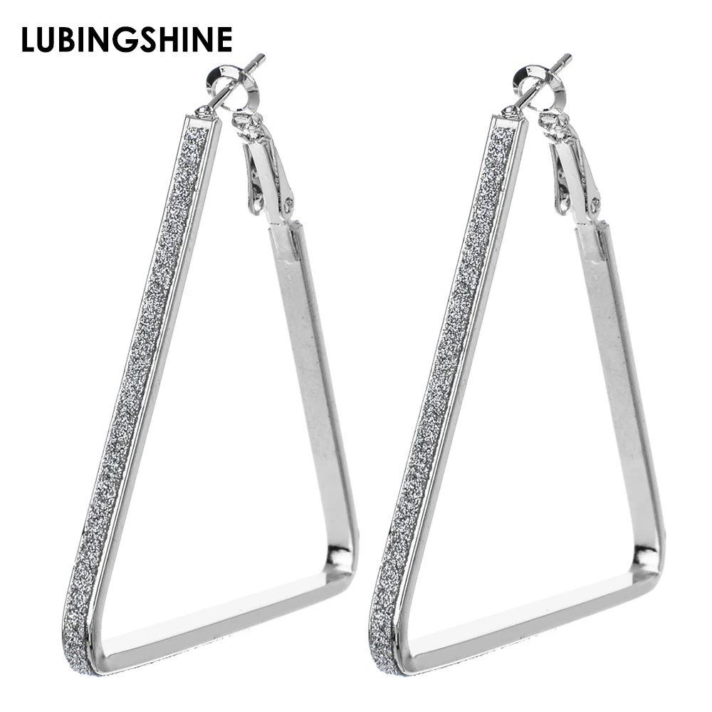 

Exaggerated Glitter Big Triangle Hoop Earrings Alloy Gold Silver Color Hanging Earrings for Women Girls Fashion Party Jewelry