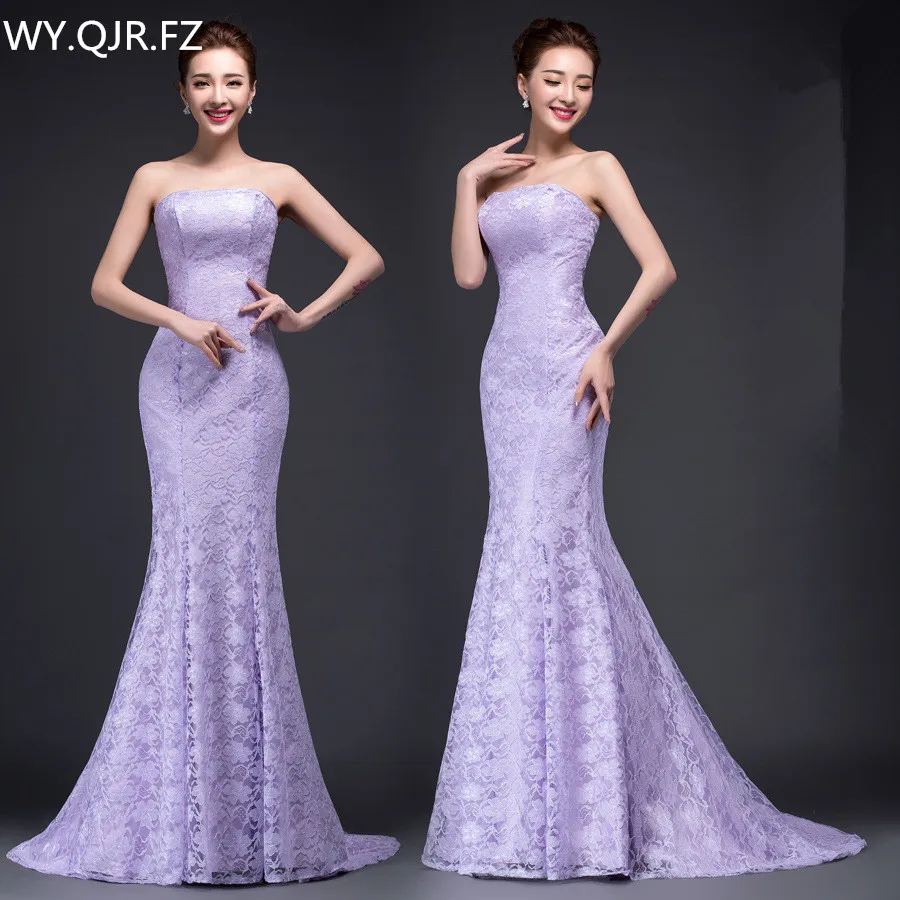 

DM2670TWZ#Spring summer new long Dresses purple red and white lace up tail sexy bride toast wedding dress Wholesale women cheap
